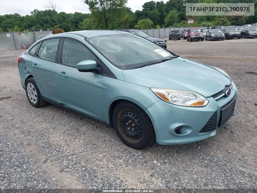 2012 Ford Focus Se VIN: 1FAHP3F21CL390978 Lot: 45685645