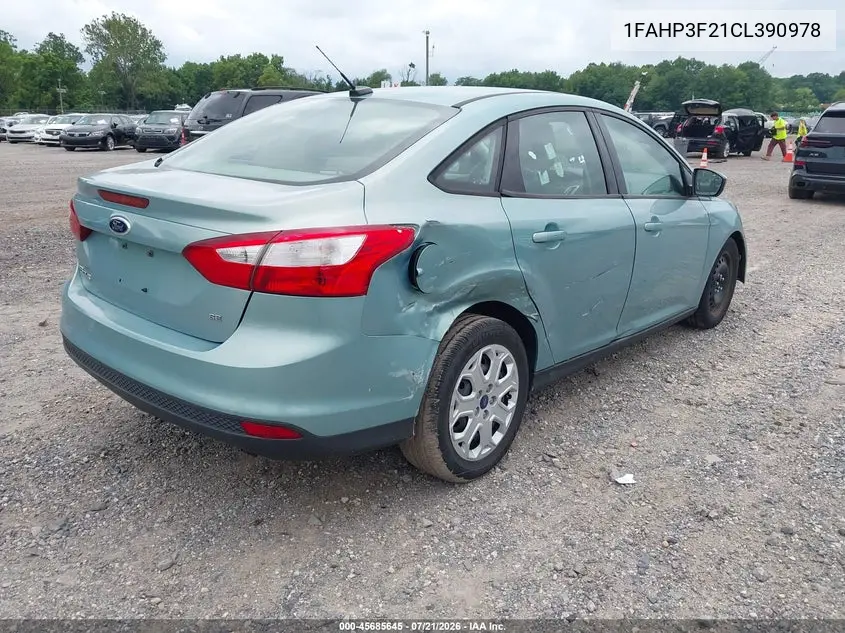 2012 Ford Focus Se VIN: 1FAHP3F21CL390978 Lot: 45685645