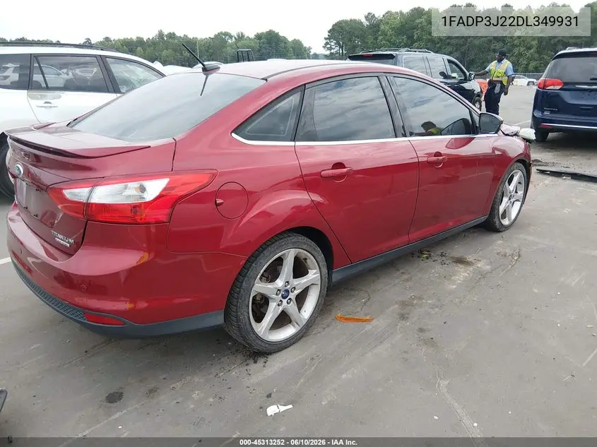2013 Ford Focus Titanium VIN: 1FADP3J22DL349931 Lot: 45313252