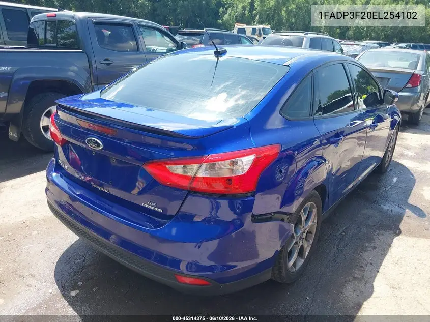 2014 Ford Focus Se VIN: 1FADP3F20EL254102 Lot: 45314375