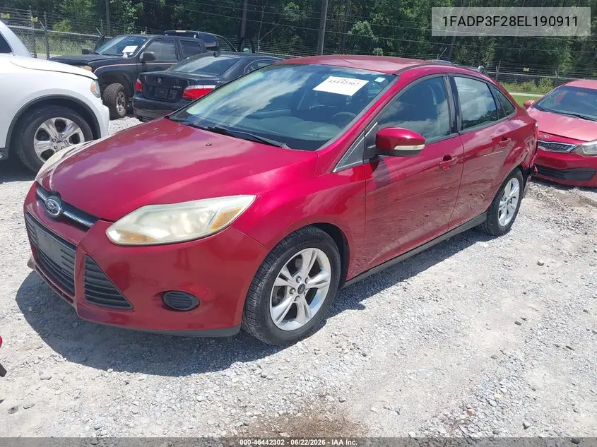 2014 Ford Focus Se VIN: 1FADP3F28EL190911 Lot: 45442302
