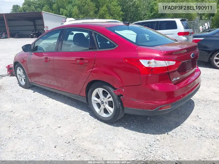2014 Ford Focus Se VIN: 1FADP3F28EL190911 Lot: 45442302