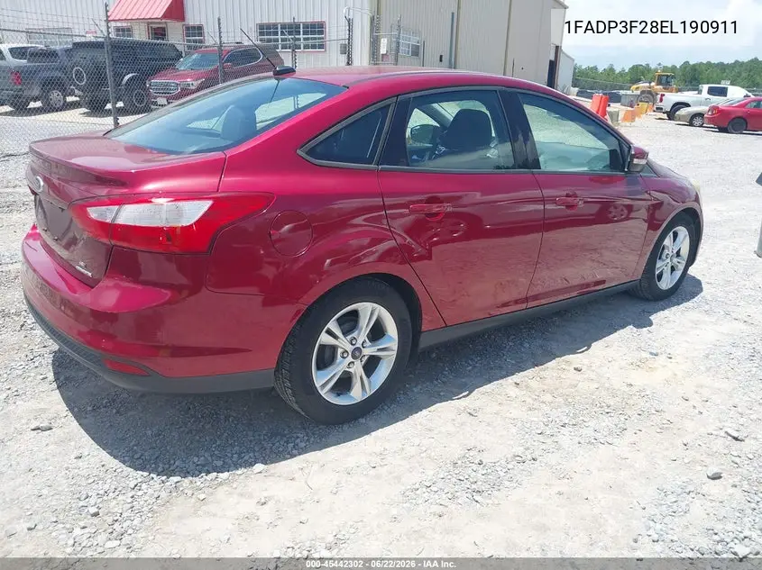 2014 Ford Focus Se VIN: 1FADP3F28EL190911 Lot: 45442302