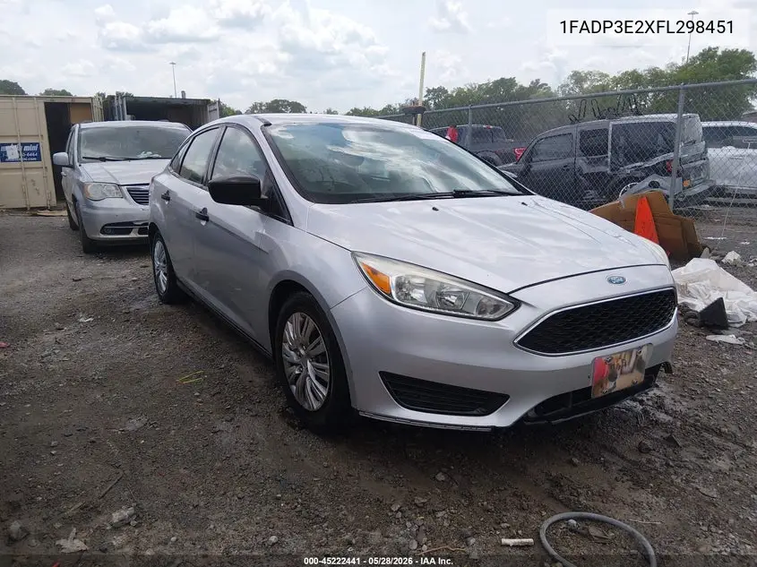 2015 Ford Focus S VIN: 1FADP3E2XFL298451 Lot: 45222441