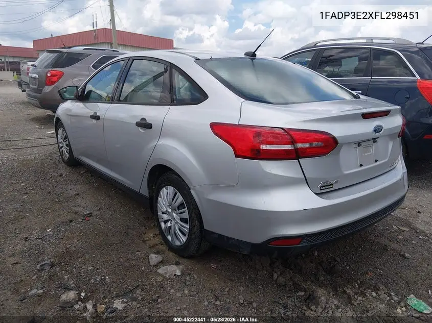 2015 Ford Focus S VIN: 1FADP3E2XFL298451 Lot: 45222441