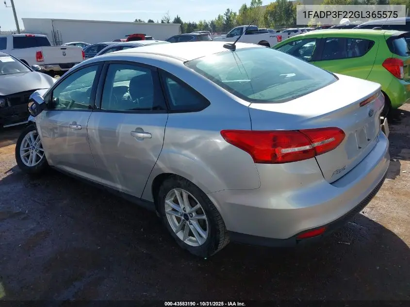 1FADP3F22GL365575 2016 Ford Focus Se