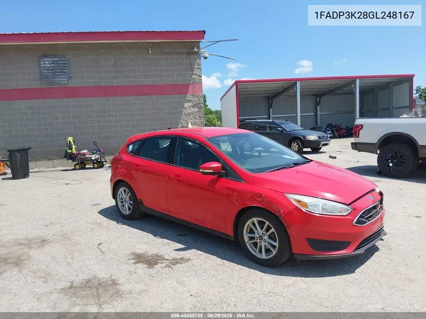 2016 Ford Focus Se VIN: 1FADP3K28GL248167 Lot: 45488700