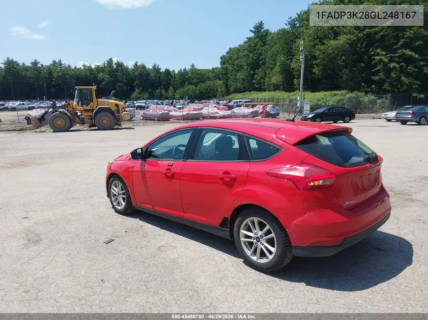 2016 Ford Focus Se VIN: 1FADP3K28GL248167 Lot: 45488700