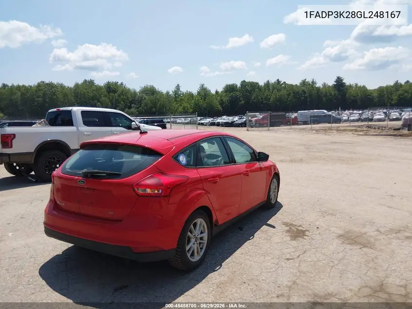 2016 Ford Focus Se VIN: 1FADP3K28GL248167 Lot: 45488700