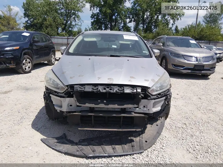2016 Ford Focus Se VIN: 1FADP3K26GL322475 Lot: 45565221