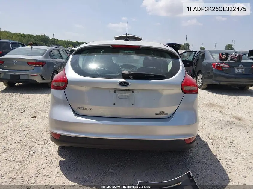 2016 Ford Focus Se VIN: 1FADP3K26GL322475 Lot: 45565221