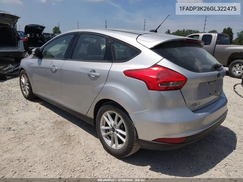 2016 Ford Focus Se VIN: 1FADP3K26GL322475 Lot: 45565221