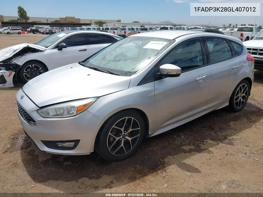 2016 Ford Focus Se VIN: 1FADP3K28GL407012 Lot: 45694929