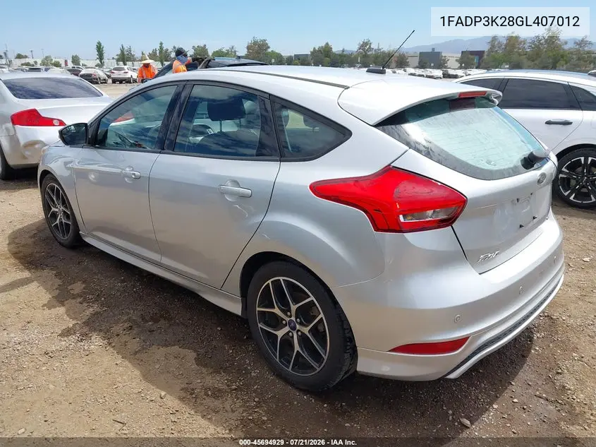 2016 Ford Focus Se VIN: 1FADP3K28GL407012 Lot: 45694929