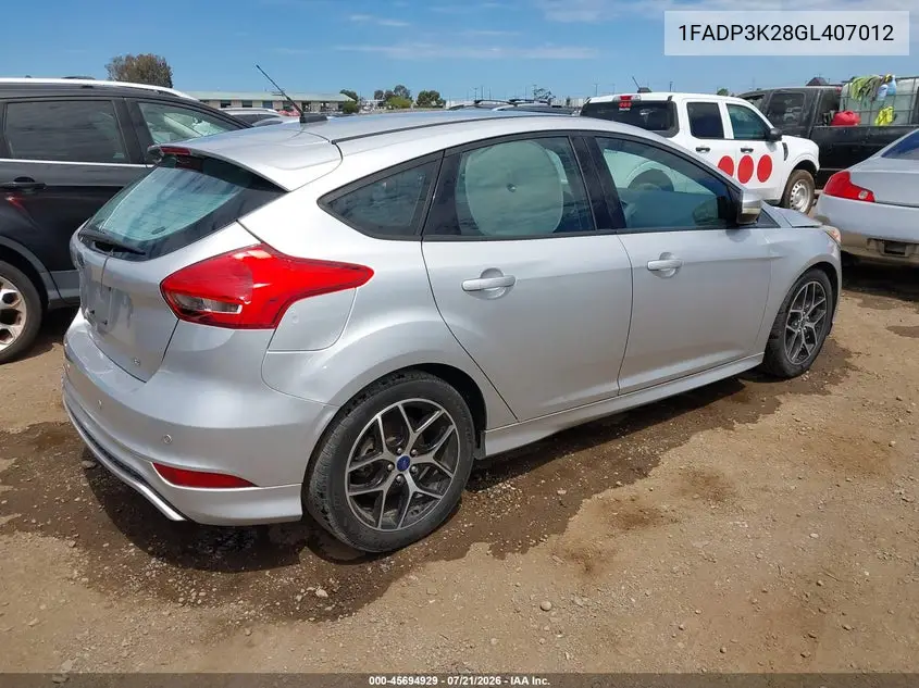 2016 Ford Focus Se VIN: 1FADP3K28GL407012 Lot: 45694929