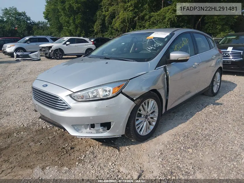 2017 Ford Focus Titanium VIN: 1FADP3N22HL291481 Lot: 45629081