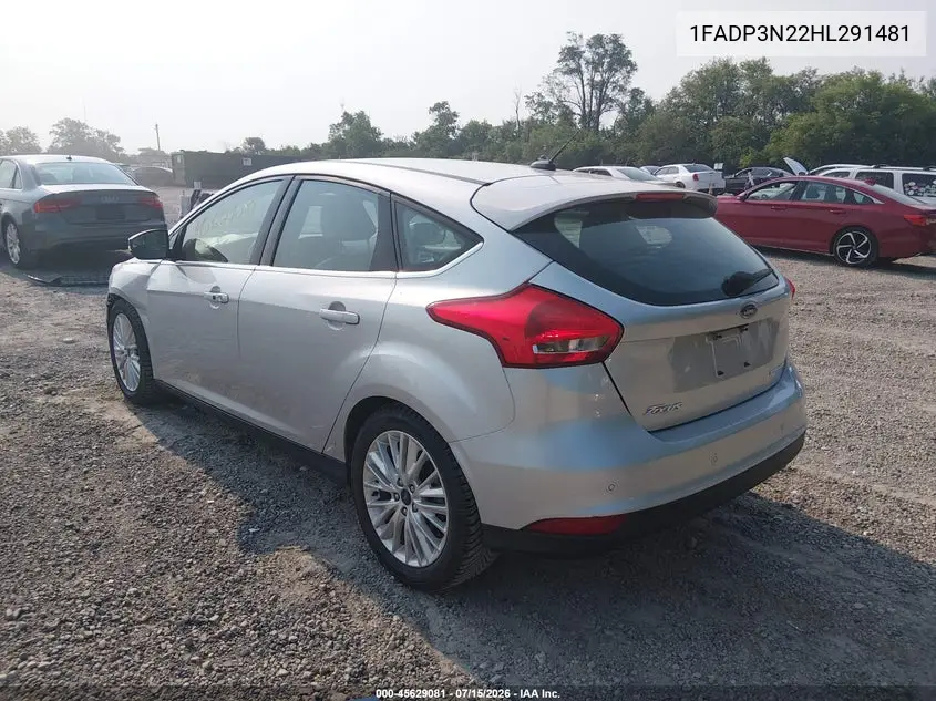 2017 Ford Focus Titanium VIN: 1FADP3N22HL291481 Lot: 45629081
