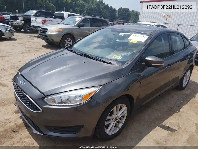 2017 Ford Focus Se VIN: 1FADP3F22HL212292 Lot: 45635920