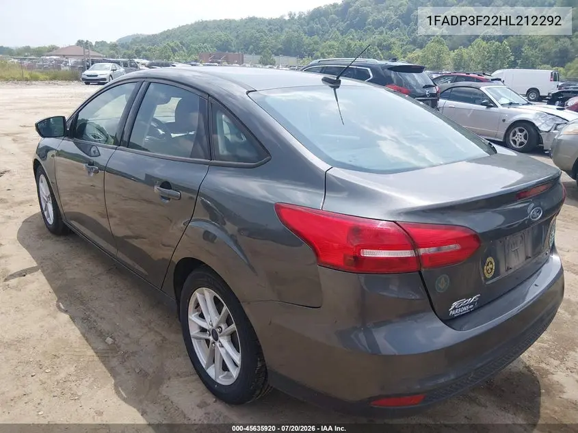 2017 Ford Focus Se VIN: 1FADP3F22HL212292 Lot: 45635920