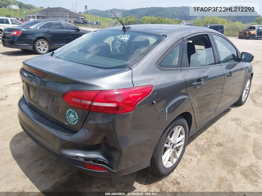 2017 Ford Focus Se VIN: 1FADP3F22HL212292 Lot: 45635920