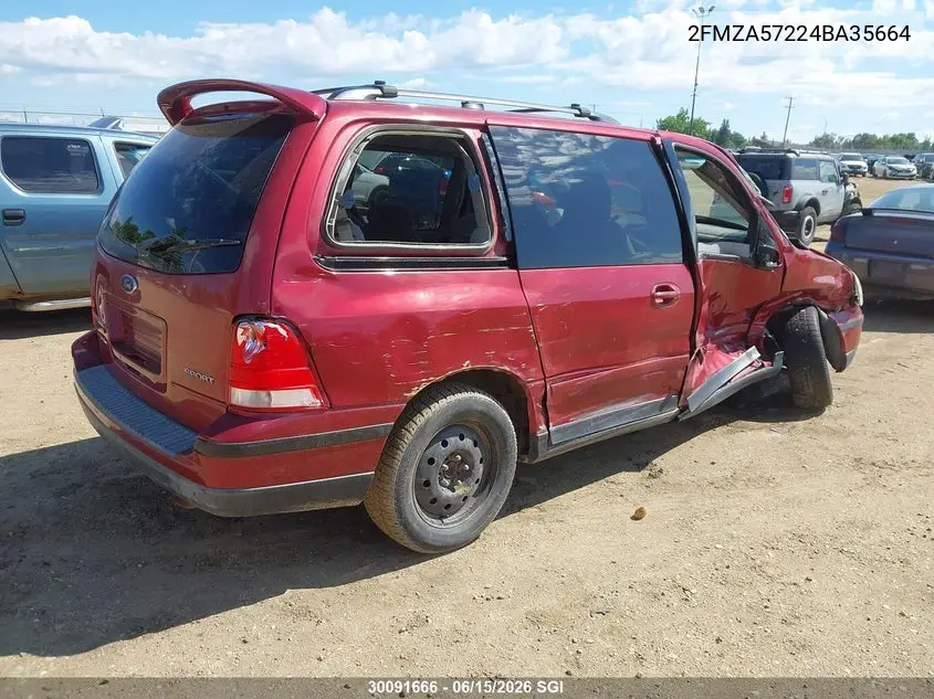 2004 Ford Freestar Ses VIN: 2FMZA57224BA35664 Lot: 30091666