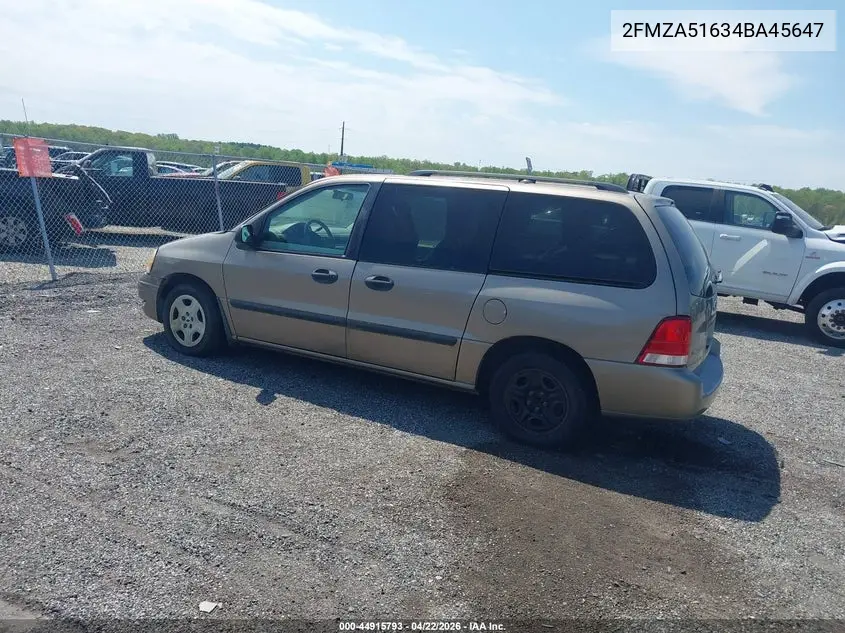 2004 Ford Freestar Se VIN: 2FMZA51634BA45647 Lot: 44915793