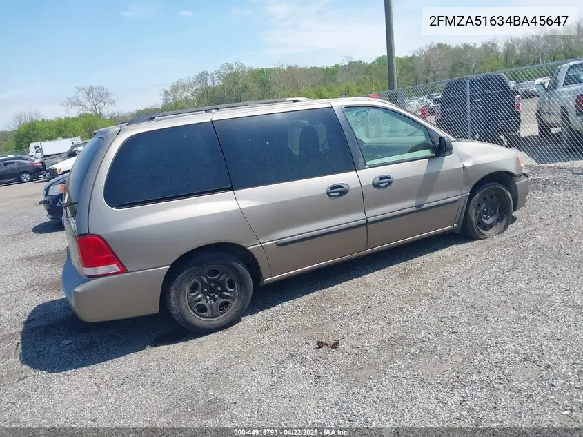 2004 Ford Freestar Se VIN: 2FMZA51634BA45647 Lot: 44915793