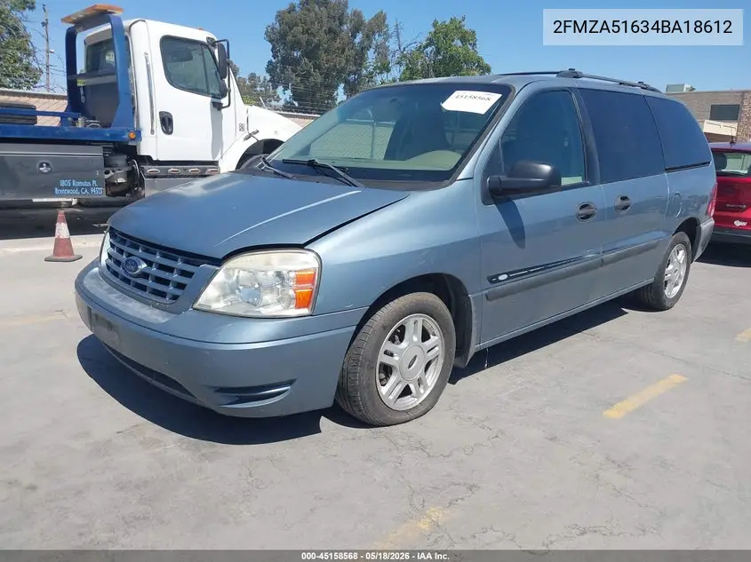 2004 Ford Freestar Se VIN: 2FMZA51634BA18612 Lot: 45158568