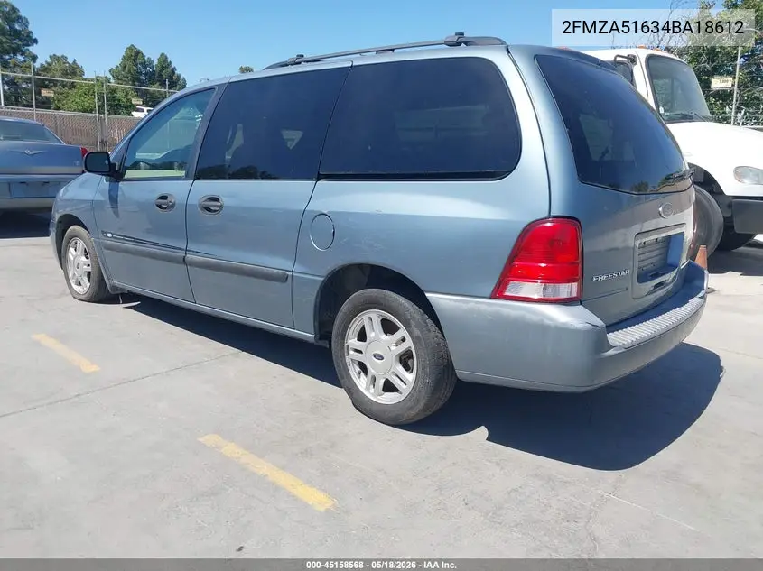 2004 Ford Freestar Se VIN: 2FMZA51634BA18612 Lot: 45158568