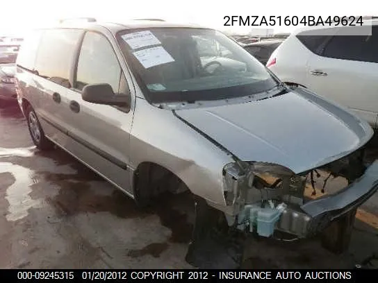 2004 Ford Freestar Se VIN: 2FMZA51604BA49624 Lot: 9245315