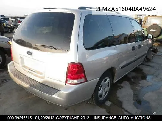 2004 Ford Freestar Se VIN: 2FMZA51604BA49624 Lot: 9245315