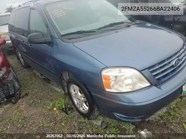 2006 Ford Freestar Se VIN: 2FMZA55266BA22406 Lot: 20267062