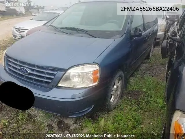 2006 Ford Freestar Se VIN: 2FMZA55266BA22406 Lot: 20267062