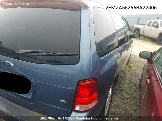 2006 Ford Freestar Se VIN: 2FMZA55266BA22406 Lot: 20267062
