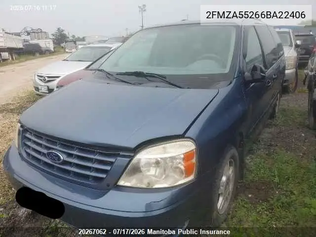 2006 Ford Freestar Se VIN: 2FMZA55266BA22406 Lot: 20267062