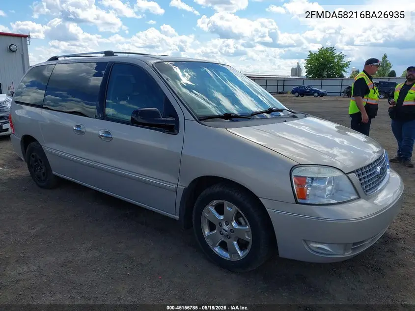 2006 Ford Freestar Limited VIN: 2FMDA58216BA26935 Lot: 45156785
