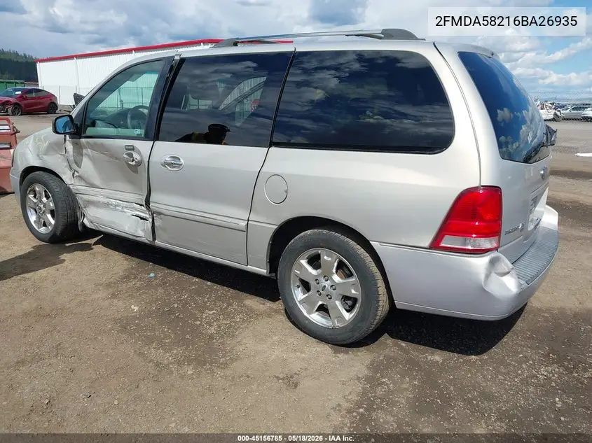 2006 Ford Freestar Limited VIN: 2FMDA58216BA26935 Lot: 45156785
