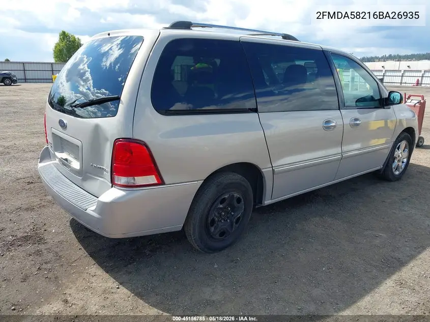 2006 Ford Freestar Limited VIN: 2FMDA58216BA26935 Lot: 45156785