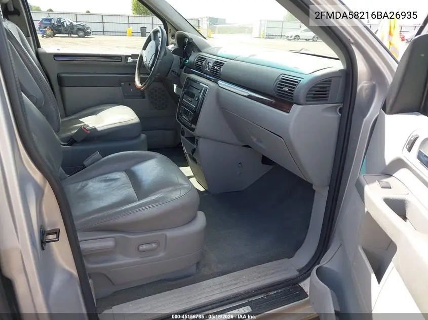 2006 Ford Freestar Limited VIN: 2FMDA58216BA26935 Lot: 45156785