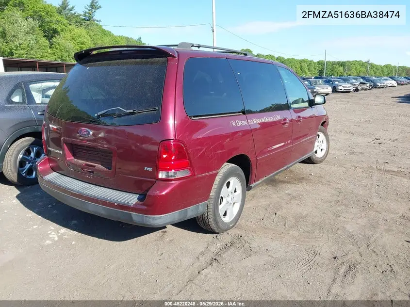 2006 Ford Freestar Se VIN: 2FMZA51636BA38474 Lot: 45220248