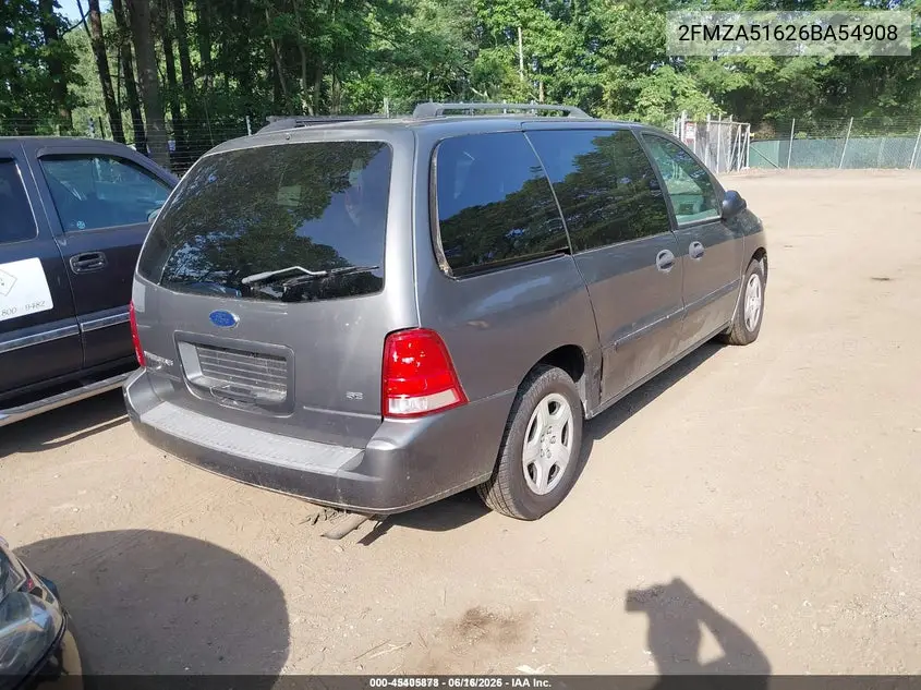 2006 Ford Freestar Se VIN: 2FMZA51626BA54908 Lot: 45405878