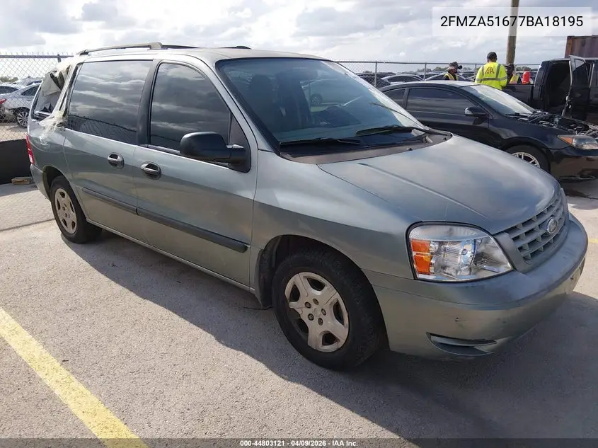 2007 Ford Freestar Se VIN: 2FMZA51677BA18195 Lot: 44803121
