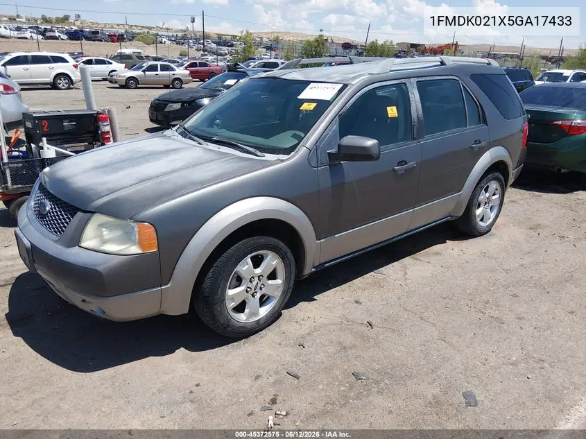 2005 Ford Freestyle Sel VIN: 1FMDK021X5GA17433 Lot: 45372575