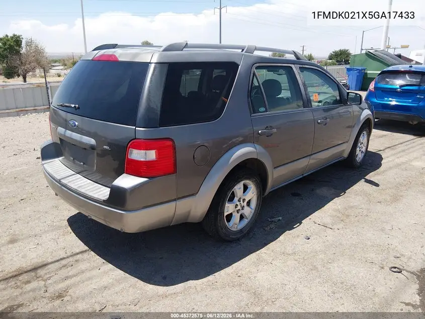 2005 Ford Freestyle Sel VIN: 1FMDK021X5GA17433 Lot: 45372575