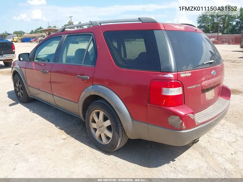 2005 Ford Freestyle Se VIN: 1FMZK01115GA31552 Lot: 45575749