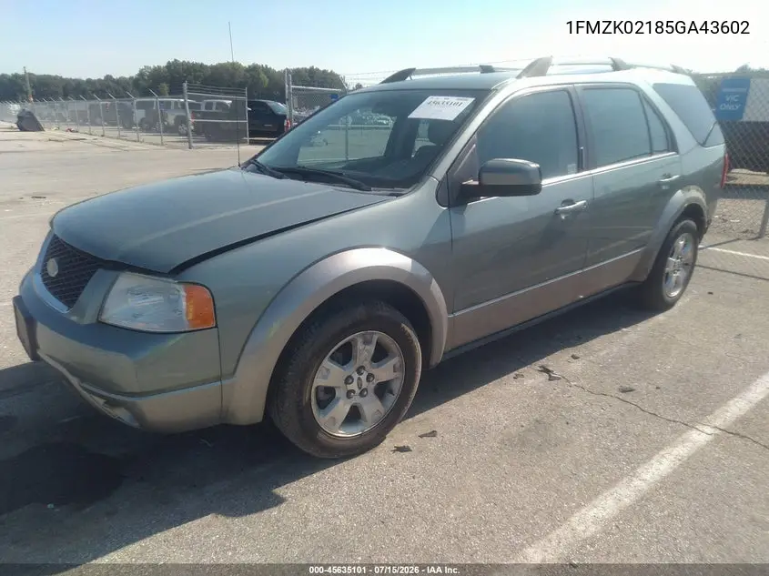 2005 Ford Freestyle Sel VIN: 1FMZK02185GA43602 Lot: 45635101