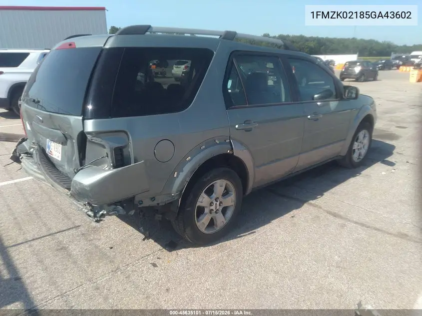 2005 Ford Freestyle Sel VIN: 1FMZK02185GA43602 Lot: 45635101