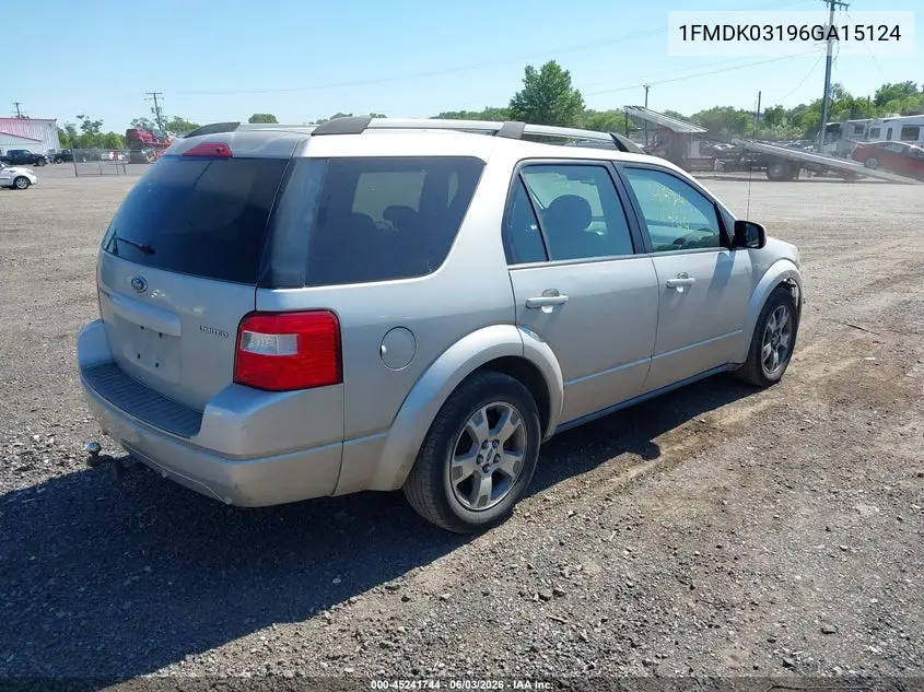 2006 Ford Freestyle Limited VIN: 1FMDK03196GA15124 Lot: 45241744