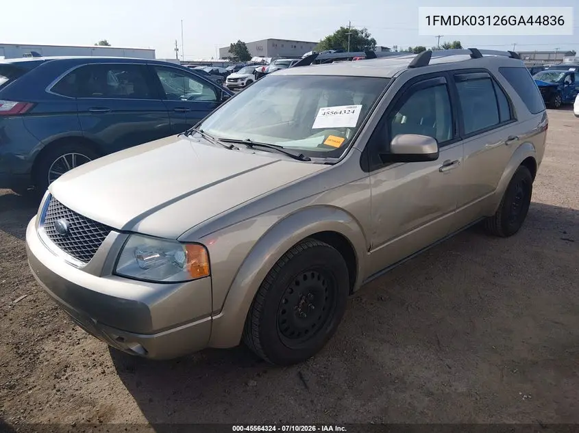 2006 Ford Freestyle Limited VIN: 1FMDK03126GA44836 Lot: 45564324