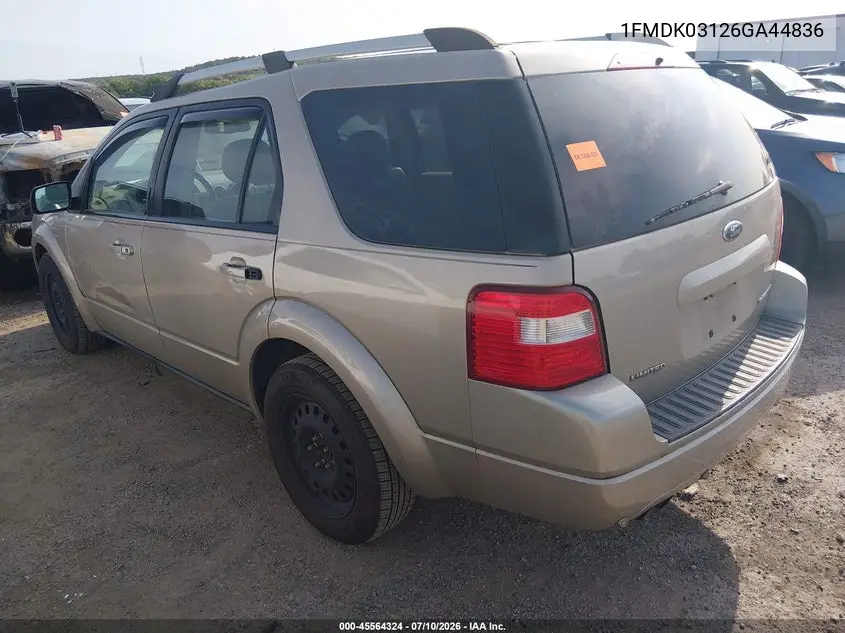 2006 Ford Freestyle Limited VIN: 1FMDK03126GA44836 Lot: 45564324